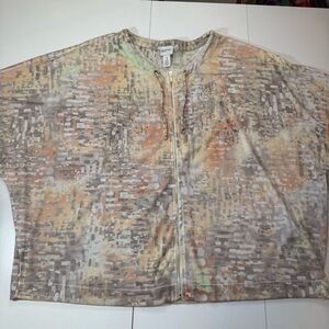 Chico's Zenergy Womens Jacket Top Shirt Size 3 (XL) Kimono Sleeves Cream Orange